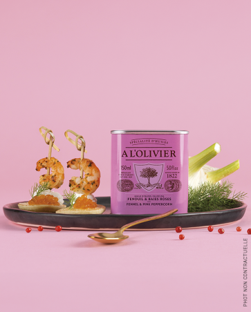 HUILE D'OLIVE INFUSÉE AU FENOUIL & BAIES ROSES - 150ML